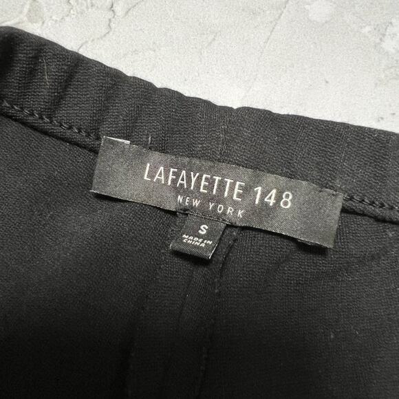 Lafayette 148 Leather Suede Front Stretch Skinny Pants SIZE S Black Leggings - Picture 3 of 11